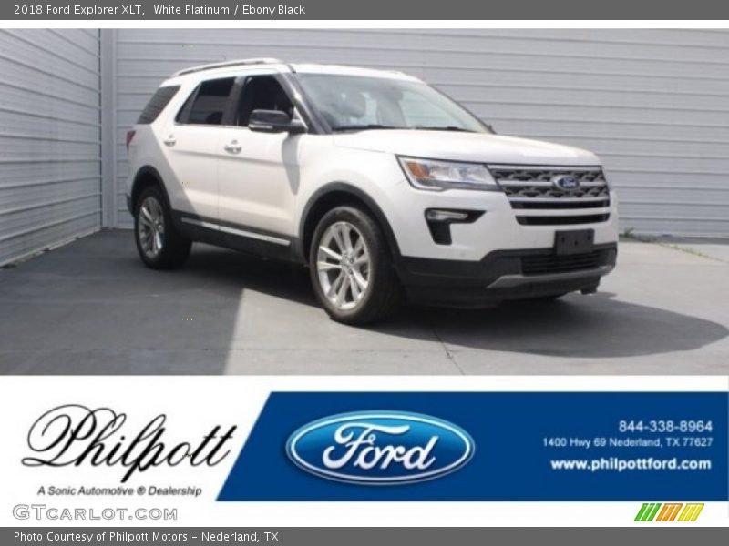 White Platinum / Ebony Black 2018 Ford Explorer XLT