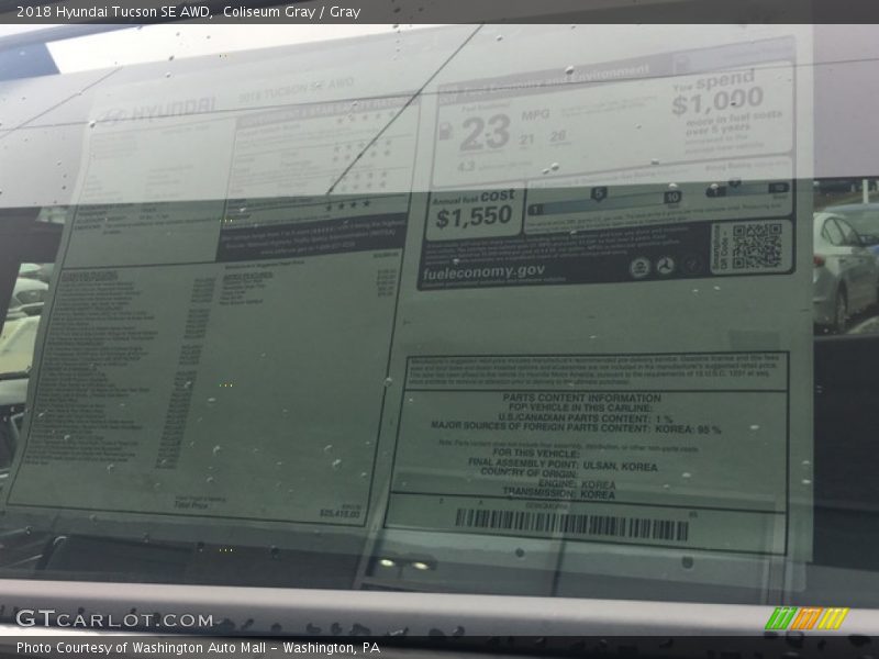 Coliseum Gray / Gray 2018 Hyundai Tucson SE AWD