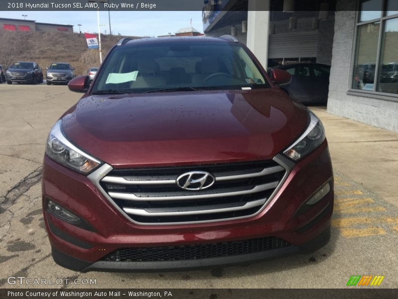 Ruby Wine / Beige 2018 Hyundai Tucson SEL AWD