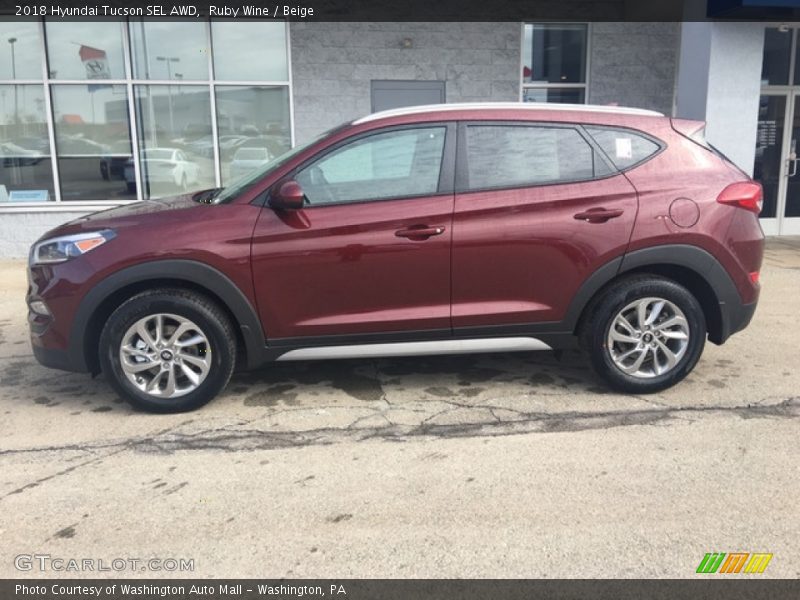 Ruby Wine / Beige 2018 Hyundai Tucson SEL AWD