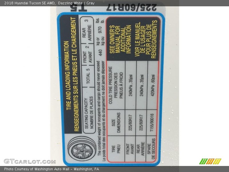 Dazzling White / Gray 2018 Hyundai Tucson SE AWD