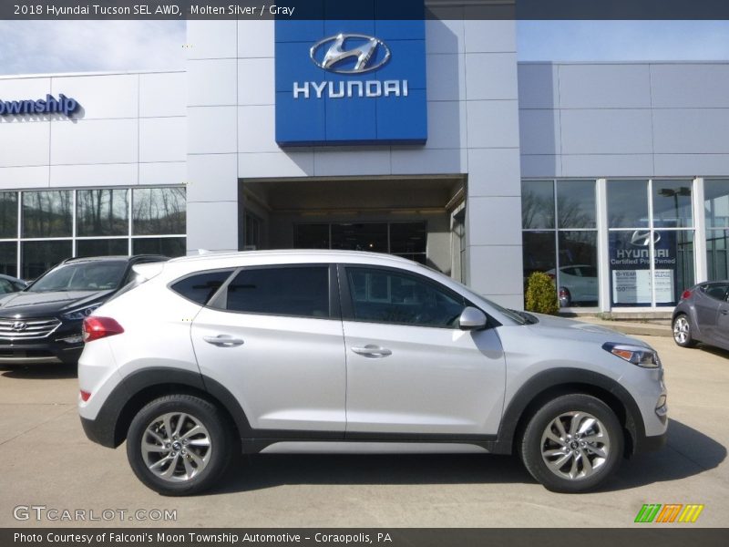 Molten Silver / Gray 2018 Hyundai Tucson SEL AWD