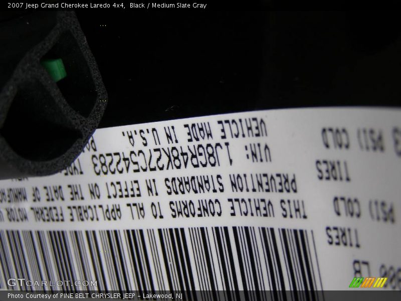 Black / Medium Slate Gray 2007 Jeep Grand Cherokee Laredo 4x4