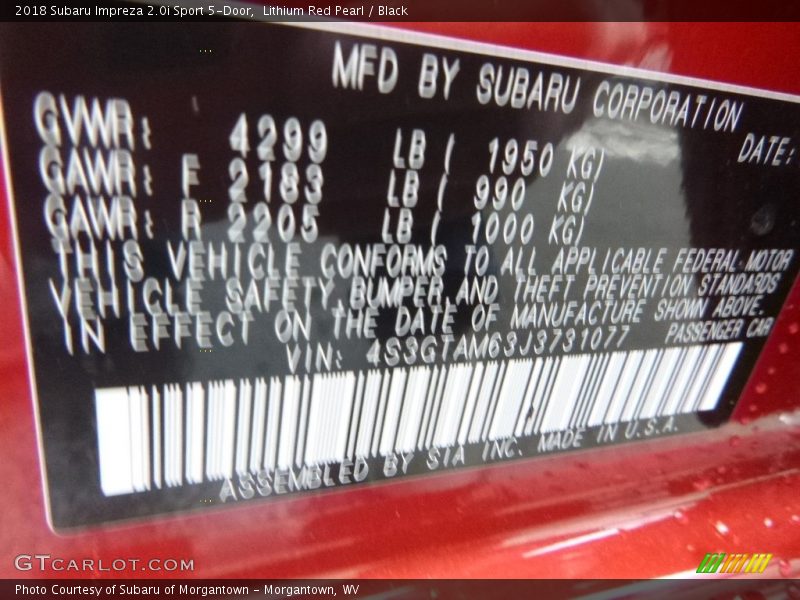 Lithium Red Pearl / Black 2018 Subaru Impreza 2.0i Sport 5-Door