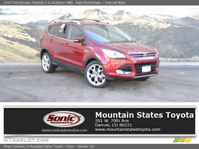 Ruby Red Metallic / Charcoal Black 2013 Ford Escape Titanium 2.0L EcoBoost 4WD