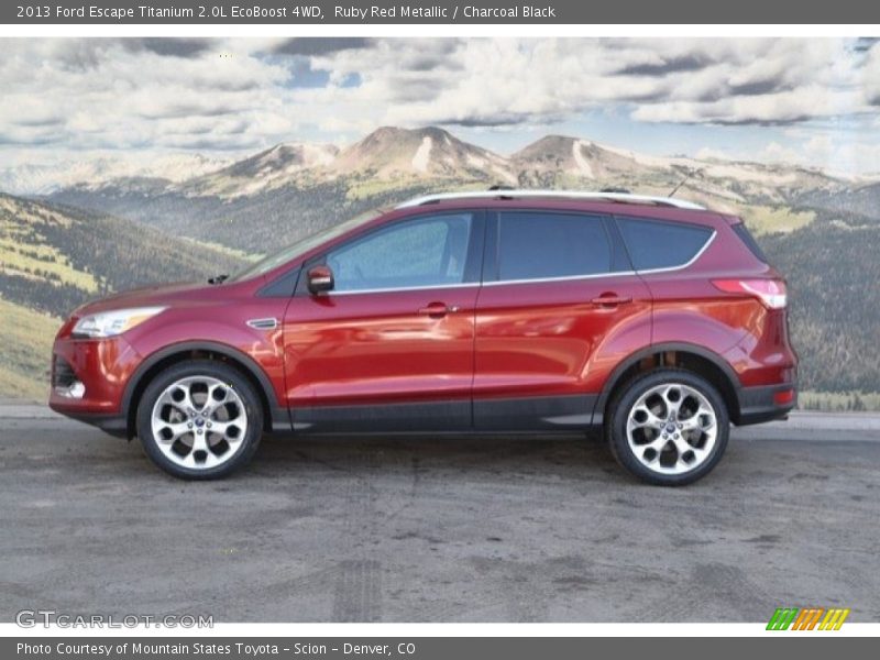 Ruby Red Metallic / Charcoal Black 2013 Ford Escape Titanium 2.0L EcoBoost 4WD