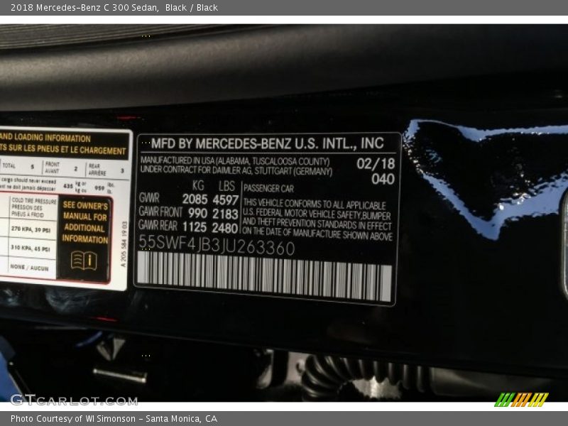 Black / Black 2018 Mercedes-Benz C 300 Sedan