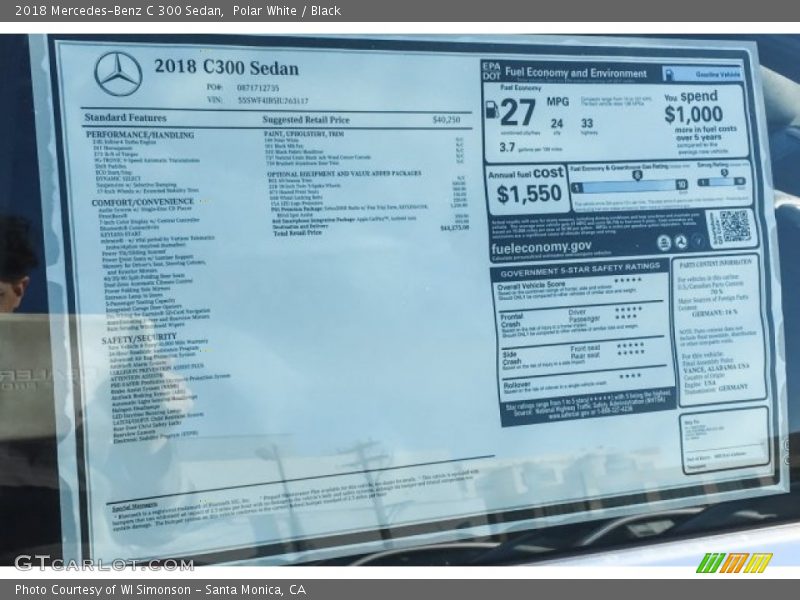 Polar White / Black 2018 Mercedes-Benz C 300 Sedan