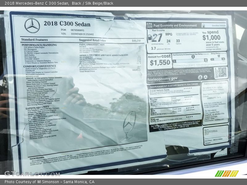 Black / Silk Beige/Black 2018 Mercedes-Benz C 300 Sedan