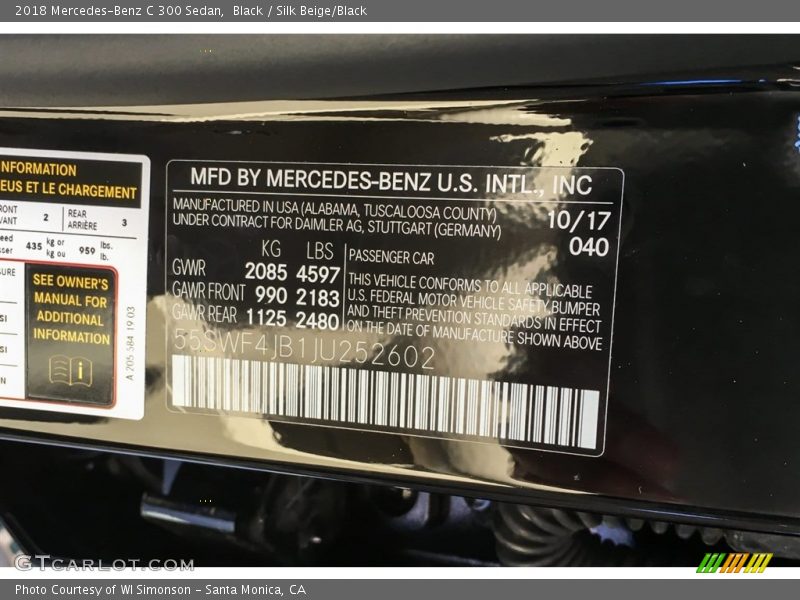 Black / Silk Beige/Black 2018 Mercedes-Benz C 300 Sedan