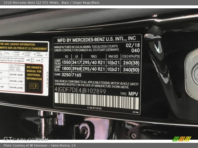 Black / Ginger Beige/Black 2018 Mercedes-Benz GLS 550 4Matic