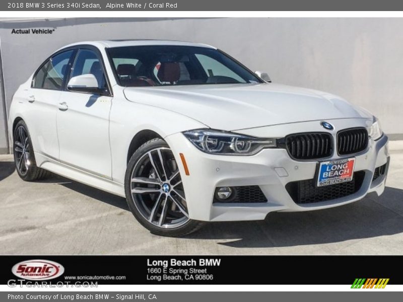 Alpine White / Coral Red 2018 BMW 3 Series 340i Sedan