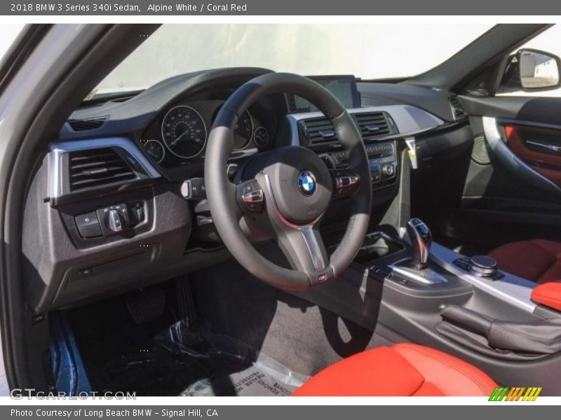Alpine White / Coral Red 2018 BMW 3 Series 340i Sedan
