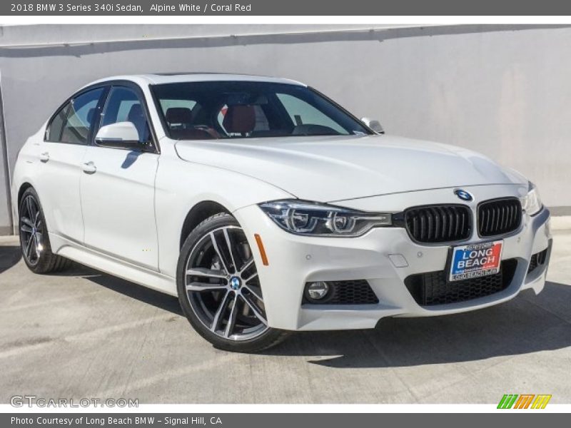 Alpine White / Coral Red 2018 BMW 3 Series 340i Sedan