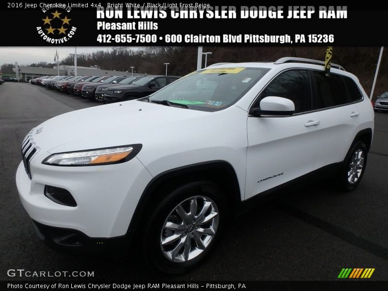 Bright White / Black/Light Frost Beige 2016 Jeep Cherokee Limited 4x4