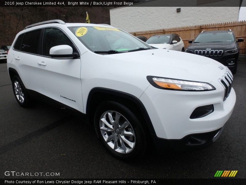 Bright White / Black/Light Frost Beige 2016 Jeep Cherokee Limited 4x4