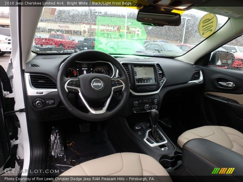 Bright White / Black/Light Frost Beige 2016 Jeep Cherokee Limited 4x4