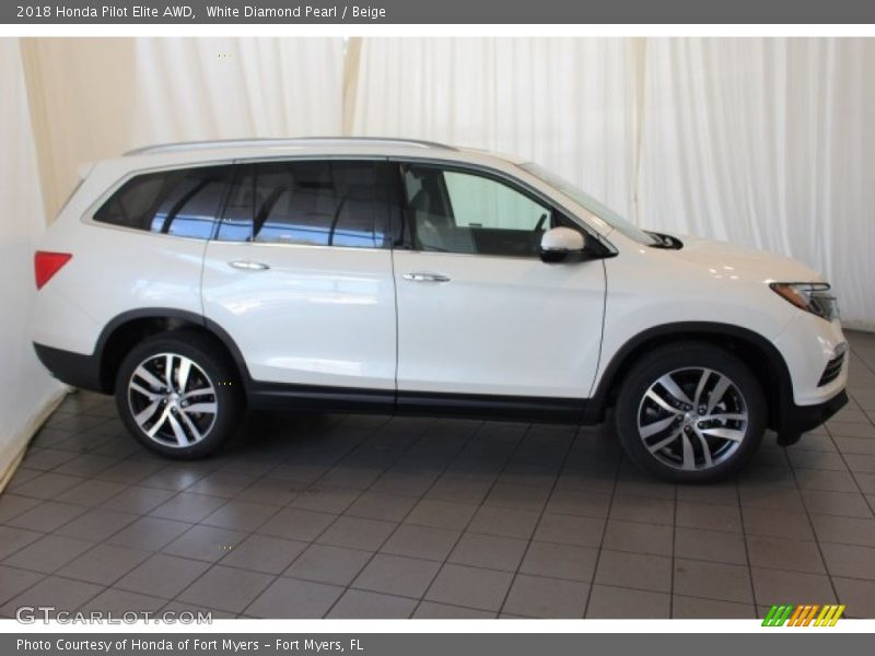 White Diamond Pearl / Beige 2018 Honda Pilot Elite AWD