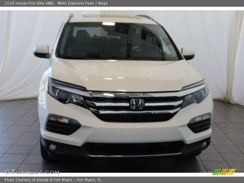 White Diamond Pearl / Beige 2018 Honda Pilot Elite AWD