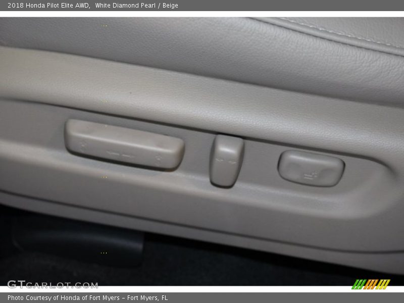 White Diamond Pearl / Beige 2018 Honda Pilot Elite AWD