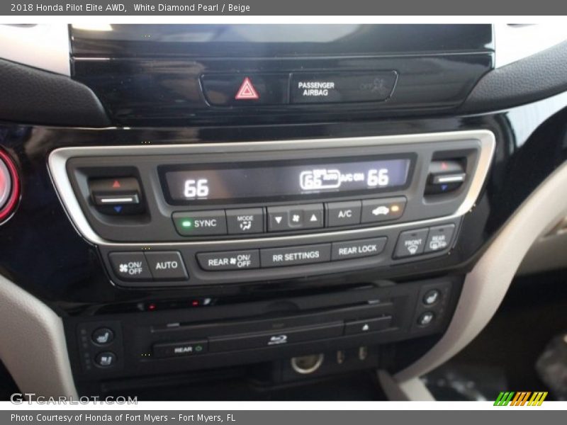 White Diamond Pearl / Beige 2018 Honda Pilot Elite AWD