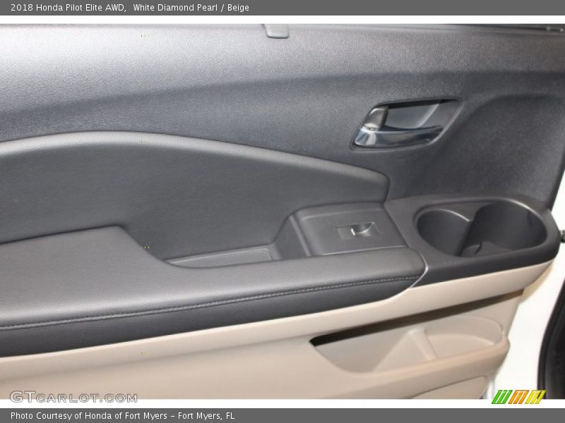 White Diamond Pearl / Beige 2018 Honda Pilot Elite AWD