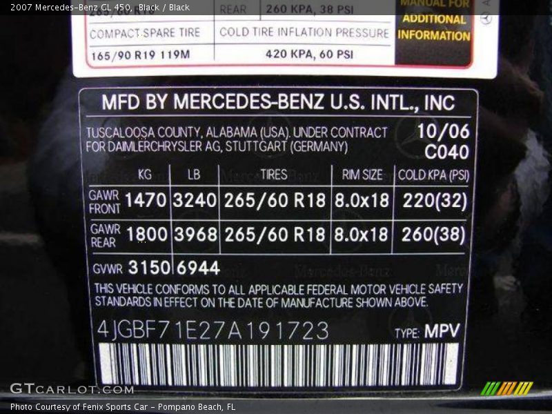 Black / Black 2007 Mercedes-Benz GL 450