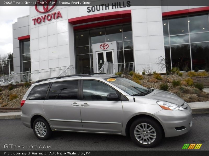 Silver Shadow Pearl / Stone 2008 Toyota Sienna LE AWD