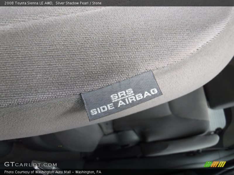 Silver Shadow Pearl / Stone 2008 Toyota Sienna LE AWD