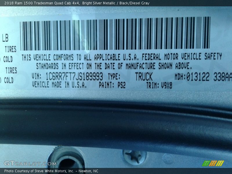 Bright Silver Metallic / Black/Diesel Gray 2018 Ram 1500 Tradesman Quad Cab 4x4