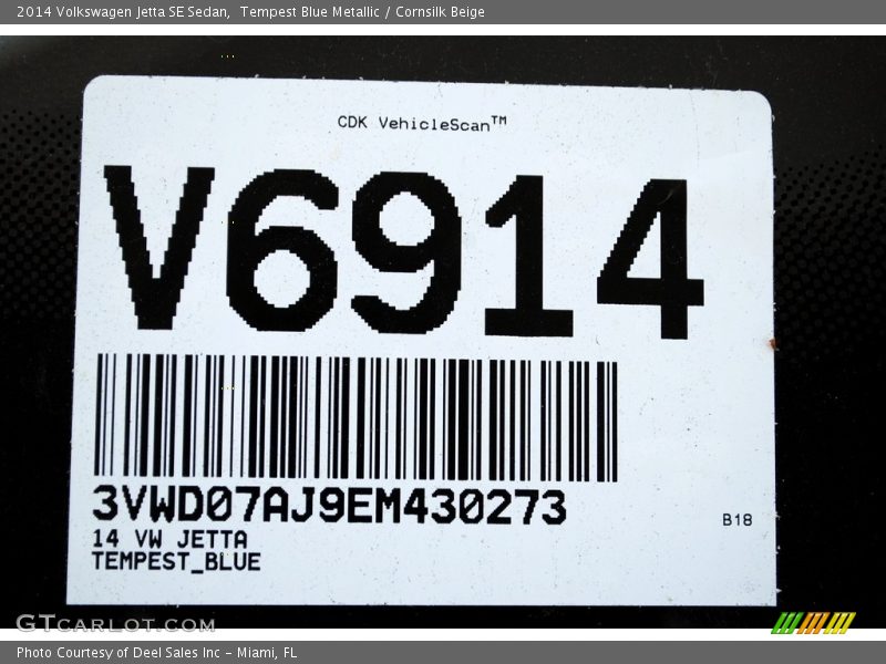 Tempest Blue Metallic / Cornsilk Beige 2014 Volkswagen Jetta SE Sedan