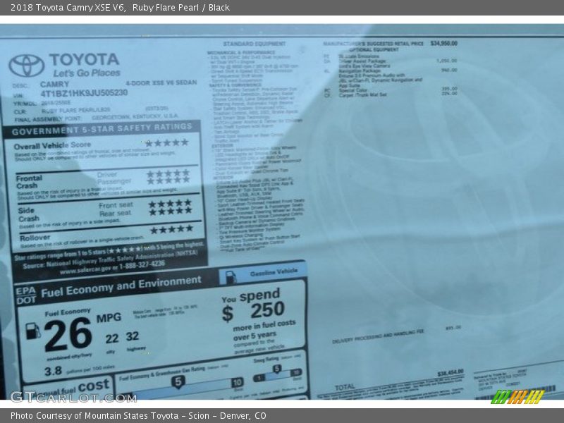 Ruby Flare Pearl / Black 2018 Toyota Camry XSE V6