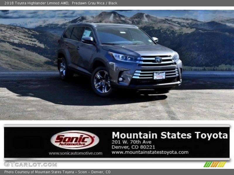 Predawn Gray Mica / Black 2018 Toyota Highlander Limited AWD