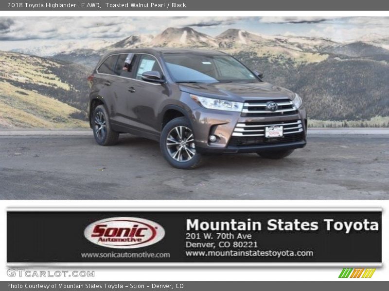 Toasted Walnut Pearl / Black 2018 Toyota Highlander LE AWD