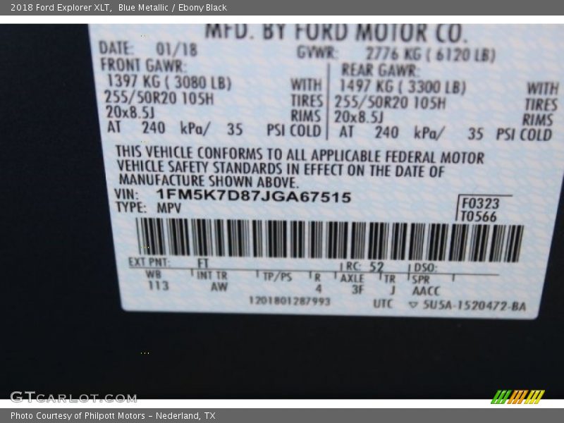 Blue Metallic / Ebony Black 2018 Ford Explorer XLT