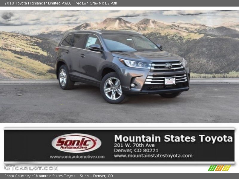 Predawn Gray Mica / Ash 2018 Toyota Highlander Limited AWD