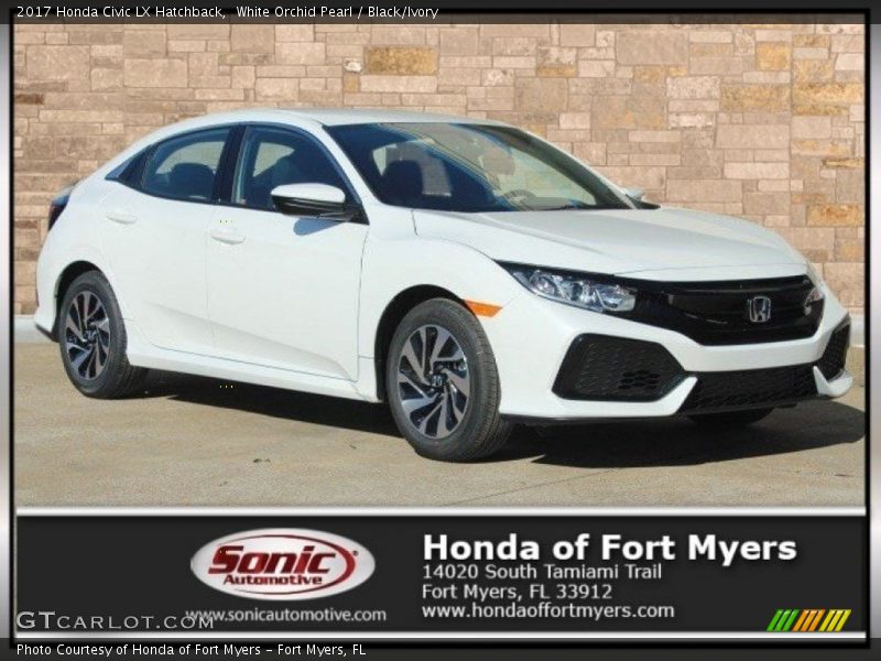 White Orchid Pearl / Black/Ivory 2017 Honda Civic LX Hatchback