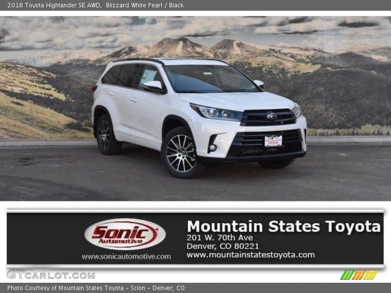 Blizzard White Pearl / Black 2018 Toyota Highlander SE AWD