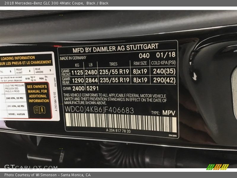 Black / Black 2018 Mercedes-Benz GLC 300 4Matic Coupe