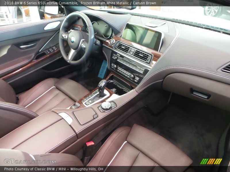 Frozen Brilliant White Metallic / Canyon Brown 2018 BMW 6 Series 650i xDrive Convertible