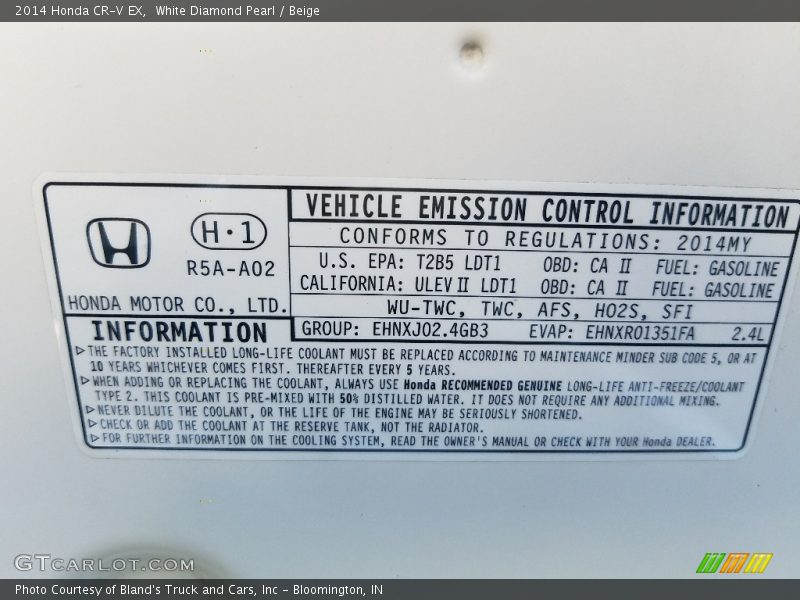 White Diamond Pearl / Beige 2014 Honda CR-V EX