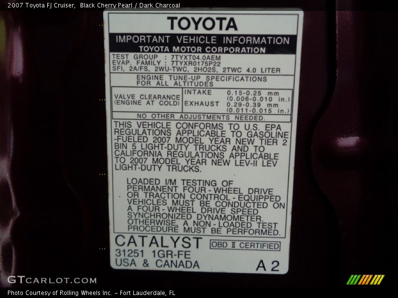 Black Cherry Pearl / Dark Charcoal 2007 Toyota FJ Cruiser