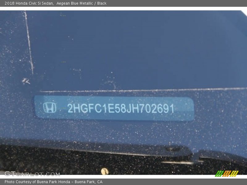 Aegean Blue Metallic / Black 2018 Honda Civic Si Sedan