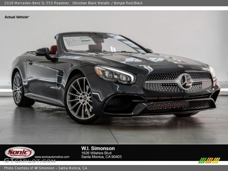 Obsidian Black Metallic / Bengal Red/Black 2018 Mercedes-Benz SL 550 Roadster