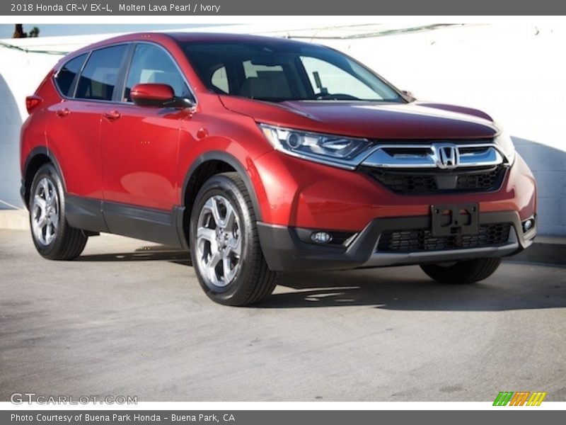 Molten Lava Pearl / Ivory 2018 Honda CR-V EX-L