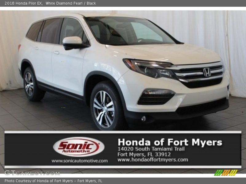 White Diamond Pearl / Black 2018 Honda Pilot EX
