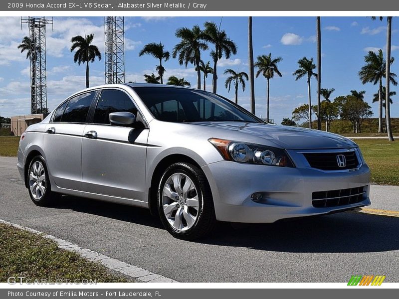Alabaster Silver Metallic / Gray 2009 Honda Accord EX-L V6 Sedan