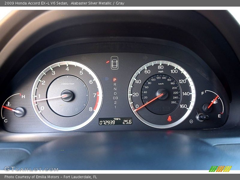 Alabaster Silver Metallic / Gray 2009 Honda Accord EX-L V6 Sedan