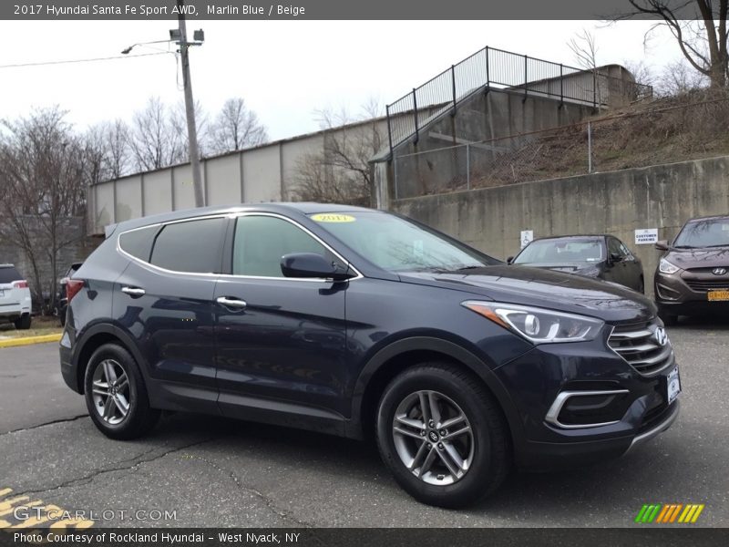 Marlin Blue / Beige 2017 Hyundai Santa Fe Sport AWD