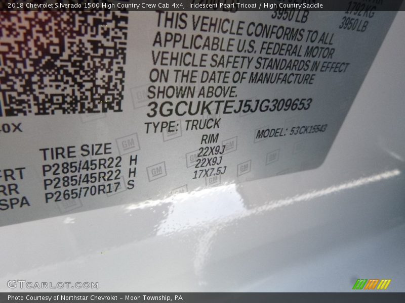 Iridescent Pearl Tricoat / High Country Saddle 2018 Chevrolet Silverado 1500 High Country Crew Cab 4x4